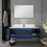 Fresca Lucera Modern 48" Royal Blue Double Vessel Sink Bathroom Vanity Set | FVN6148RBL-VSL-D