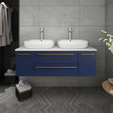 Fresca Lucera Modern 48" Royal Blue Double Vessel Sink Bathroom Vanity Set | FVN6148RBL-VSL-D