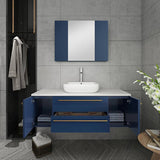 Fresca Lucera Modern 48" Royal Blue Vessel Sink Bathroom Vanity Set | FVN6148RBL-VSL