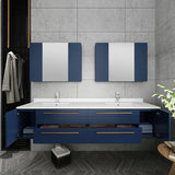 Fresca Lucera Modern 72" Royal Blue Double Undermount Sink Bathroom Vanity Set | FVN6172RBL-UNS-D