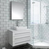 Fresca Modello Modern 32" White Wall Hung Bathroom Vanity with Medicine Cabinet | FVN6183WH-VSL