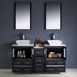 Fresca Torino 60" Modern Double Sink Bathroom Vanity w/ Side Cabinet & Vessel Sinks