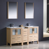 Fresca Torino 60" Modern Double Sink Bathroom Vanity w/ Side Cabinet & Integrated Sinks