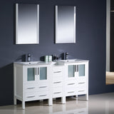 Fresca Torino 60" Modern Double Sink Bathroom Vanity w/ Side Cabinet & Integrated Sinks