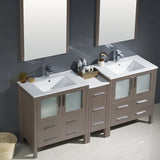 Fresca Torino 54" Modern Bathroom Vanity w/ 2 Side Cabinets & Integrated Sink