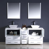 Fresca Torino 72" Modern Double Sink Bathroom Vanity w/ Side Cabinet & Vessel Sinks