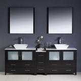 Fresca Torino 84" Modern Double Sink Bathroom Vanity w/ Side Cabinet & Vessel Sinks