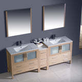 Fresca Torino 84" Modern Double Sink Bathroom Vanity w/ Side Cabinet & Integrated Sinks