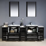 Fresca Torino 84" Modern Double Sink Bathroom Vanity w/ 3 Side Cabinets & Integrated Sinks