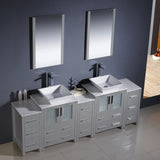 Fresca Torino 84" Modern Double Sink Bathroom Vanity w/ 3 Side Cabinets & Vessel Sinks