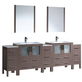 Fresca Torino 96" Modern Double Sink Bathroom Vanity w/ 3 Side Cabinets & Integrated Sinks
