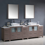 Fresca Torino 96" Modern Double Sink Bathroom Vanity w/ 3 Side Cabinets & Vessel Sinks