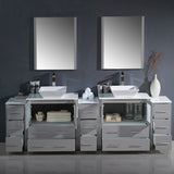 Fresca Torino 96" Modern Double Sink Bathroom Vanity w/ 3 Side Cabinets & Vessel Sinks