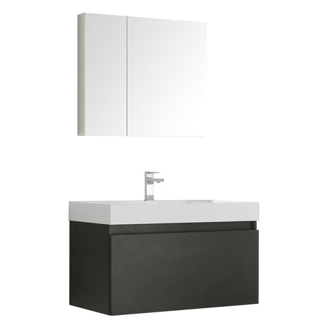 Fresca Mezzo 36" Wall Hung Modern Bathroom Vanity w/ Medicine Cabinet