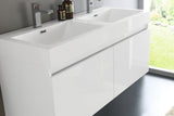 Fresca Mezzo 48" White Wall Hung Double Sink Modern Bathroom Vanity w/ Medicine Cabinet