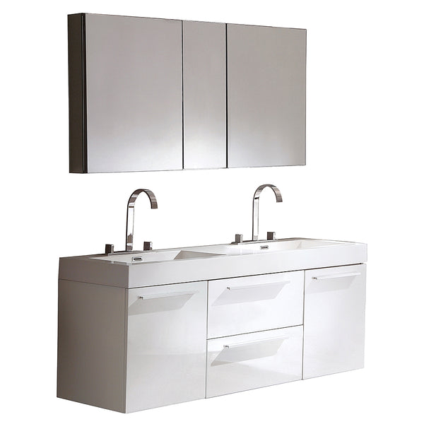 Fresca Opulento 54" Modern Double Sink Bathroom Vanity w/ Medicine Cabinet