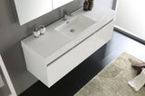 Fresca Mezzo 60" White Wall Hung Single Sink Modern Bathroom Vanity Set - No Mirror