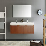 Fresca Vista 48" Wall Hung Double Sink Modern Bathroom Vanity w/ Medicine Cabinet