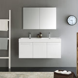 Fresca Vista 48" Wall Hung Double Sink Modern Bathroom Vanity w/ Medicine Cabinet