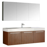 Fresca Vista 60" Wall Hung Single Sink Modern Bathroom Vanity w/ Medicine Cabinet