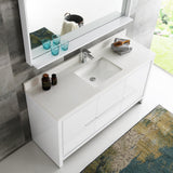 Fresca Allier 60" Modern Single Sink Bathroom Vanity w/ Mirror