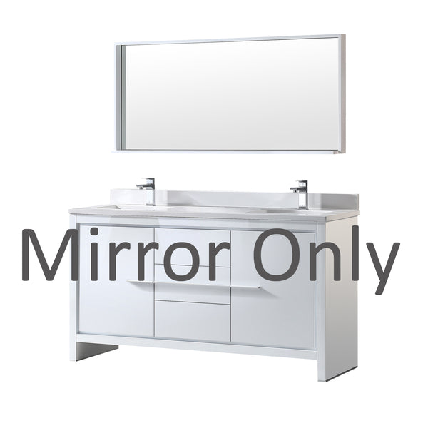 Fresca Allier 60" White Modern Double Sink Bathroom Vanity Mirror only
