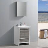 Fresca Allier Rio 24" Ash Gray Modern Bathroom Vanity w/ Medicine Cabinet