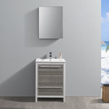 Fresca Allier Rio 24" Ash Gray Modern Bathroom Vanity w/ Medicine Cabinet