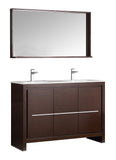 Fresca Allier 48" Modern Double Sink Bathroom Vanity w/ Mirror
