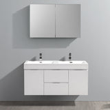 Fresca Valencia 48" Wall Hung Double Sink Modern Bathroom Vanity w/ Medicine Cabinet