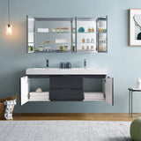 Fresca Valencia 60" Wall Hung Double Sink Modern Bathroom Vanity w/ Medicine Cabinet