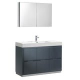 Fresca Valencia 48" Dark Slate Gray Free Standing Modern Bathroom Vanity w/ Medicine Cabinet