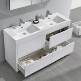 Fresca Valencia 60" Free Standing Double Sink Modern Bathroom Vanity w/ Medicine Cabinet