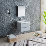 Fresca Tuscany 24" Glossy Gray Wall Hung Modern Bathroom Vanity FVN9024GRG
