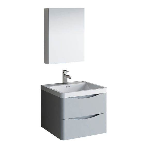 Fresca Tuscany 24" Glossy Gray Wall Hung Modern Bathroom Vanity FVN9024GRG