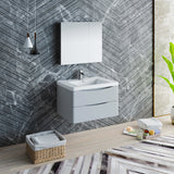 Fresca Tuscany 32" Glossy Gray Wall Hung Modern Bathroom Vanity FVN9032GRG