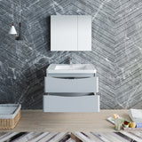Fresca Tuscany 32" Glossy Gray Wall Hung Modern Bathroom Vanity FVN9032GRG