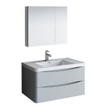 Fresca Tuscany 36" Glossy Gray Wall Hung Modern Bathroom Vanity FVN9036GRG