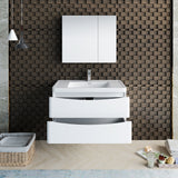 Fresca Tuscany 36" Glossy White Wall Hung Modern Bathroom Vanity FVN9036WH