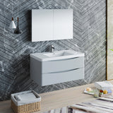 Fresca Tuscany 40" Glossy Gray Wall Hung Modern Bathroom Vanity FVN9040GRG