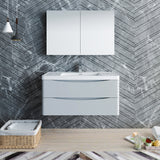 Fresca Tuscany 40" Glossy Gray Wall Hung Modern Bathroom Vanity FVN9040GRG