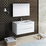 Fresca Tuscany 40" Glossy White Wall Hung Modern Bathroom Vanity FVN9040WH