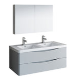Fresca Tuscany 48" Glossy Gray Wall Hung Double Modern Bathroom Vanity FVN9048GRG-D