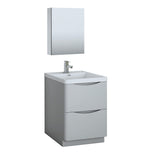 Fresca Tuscany 24" Glossy Gray Free Standing Modern Bathroom Vanity FVN9124GRG