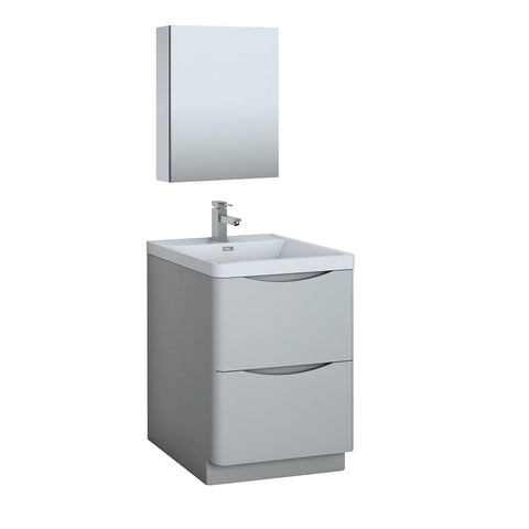 Fresca Tuscany 24" Glossy Gray Free Standing Modern Bathroom Vanity FVN9124GRG