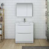 Fresca Tuscany 32" Glossy White Free Standing Modern Bathroom Vanity FVN9132WH