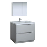Fresca Tuscany 36" Glossy Gray Modern Bathroom Vanity FVN9136GRG