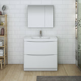 Fresca Tuscany 36" Glossy White Free Standing Modern Bathroom Vanity FVN9136WH