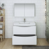 Fresca Tuscany 40" Glossy White Free Standing Modern Bathroom Vanity FVN9140WH