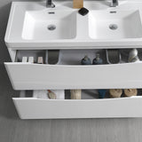 Fresca Tuscany 48" Glossy White Double Sink Modern Bathroom Vanity FVN9148WH-D